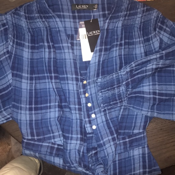 LAUREN RALPH LAUREN TEOFILA PLAID TISSUE LINEN ROMPER JUMPSUIT SIZE 2 - Picture 5 of 5